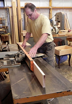 Bernard Bedeur in his wood shop